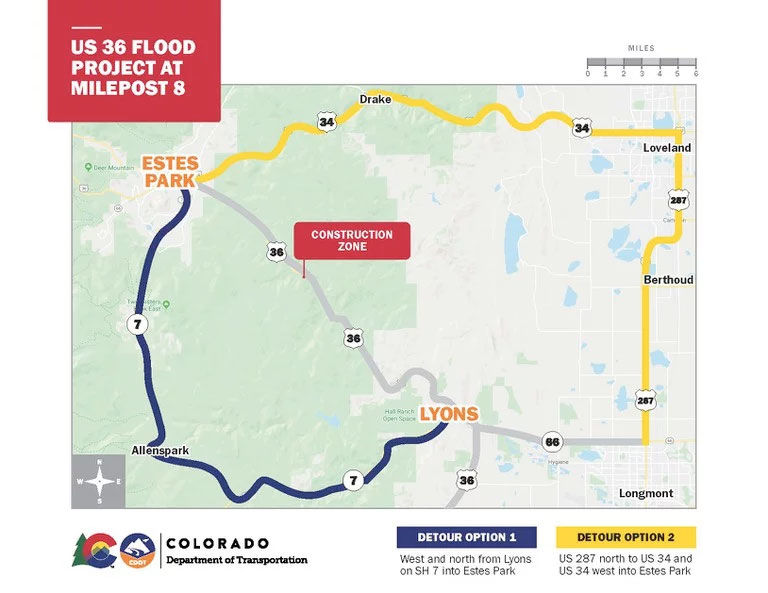 US Hwy 36 To Close - Detour Map